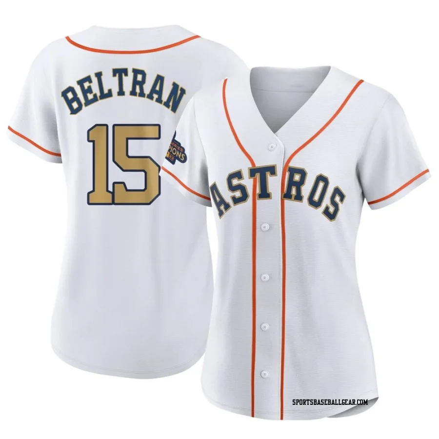 Carlos Beltran Women's Houston Astros Gold Authentic White 2023 Collection Jersey