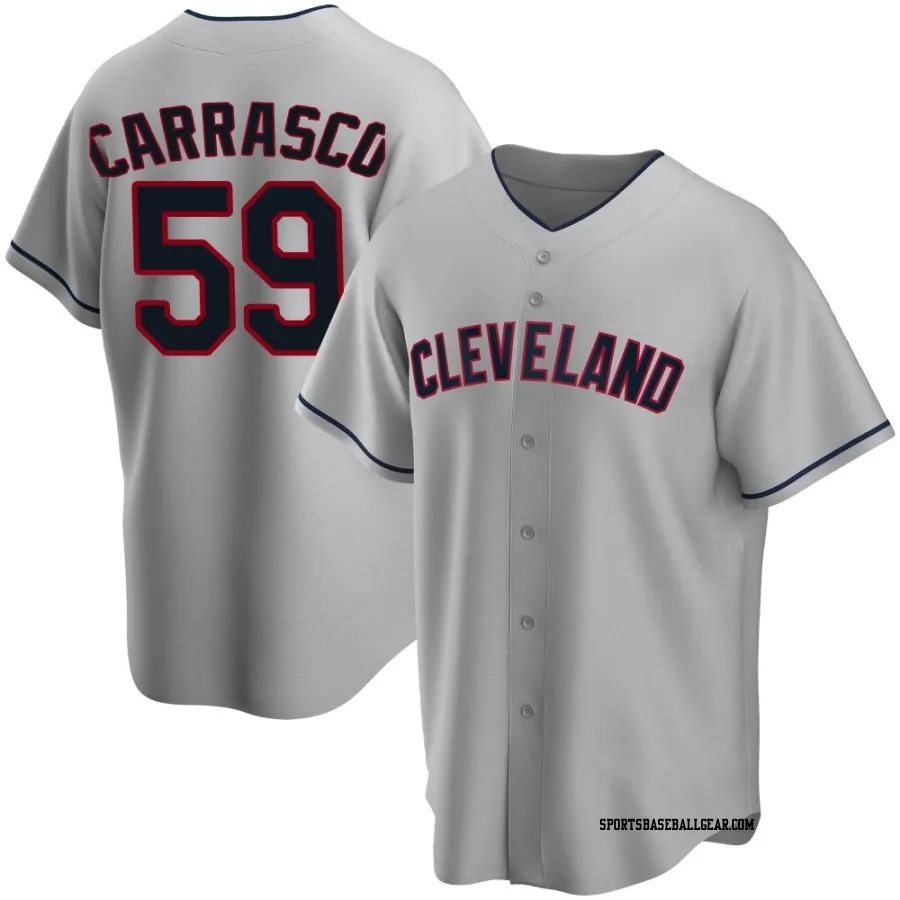 Carlos Carrasco Men's Cleveland Guardians Gray Replica Road Jersey