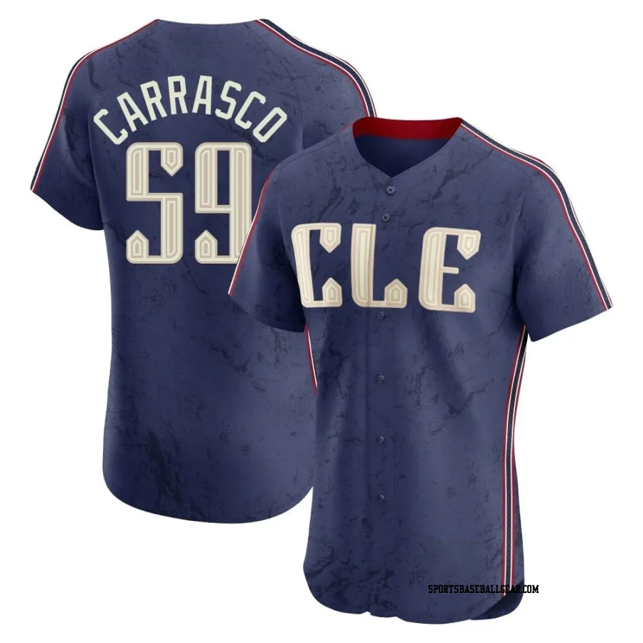 Carlos Carrasco Men's Cleveland Guardians Navy Elite 2024 City Connect Jersey