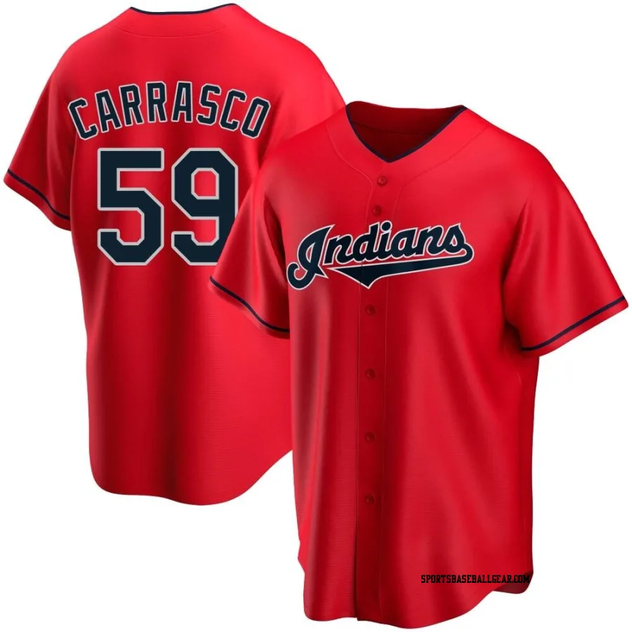 Carlos Carrasco Men's Cleveland Guardians Red Replica Alternate Jersey