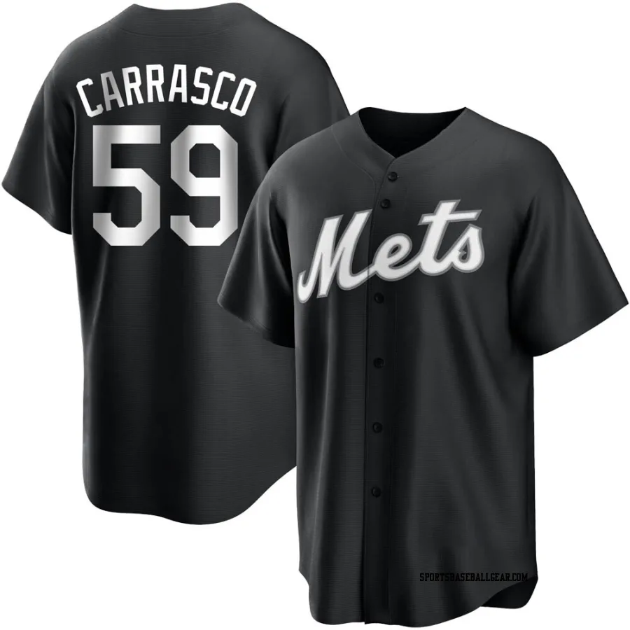 Carlos Carrasco Men's New York Mets Black/White Replica Jersey