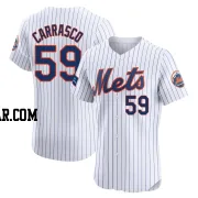 Carlos Carrasco Men's New York Mets White Elite Home Patch Jersey