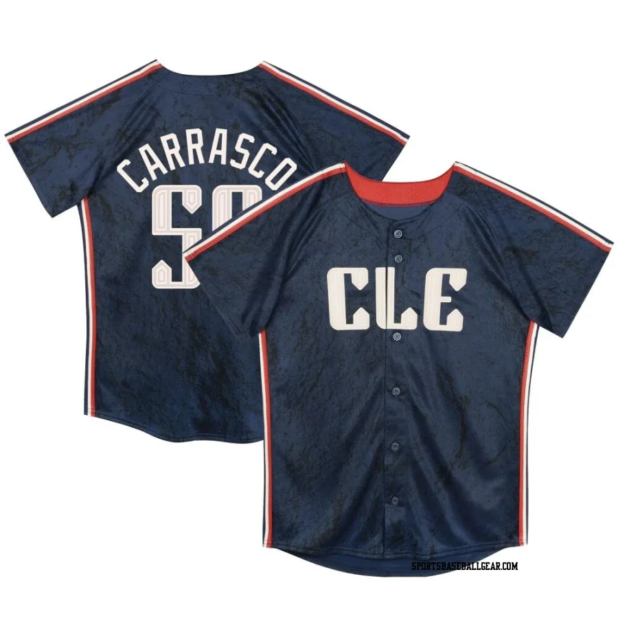 Carlos Carrasco Toddler Cleveland Guardians Navy Limited Preschool & 2024 City Connect Jersey