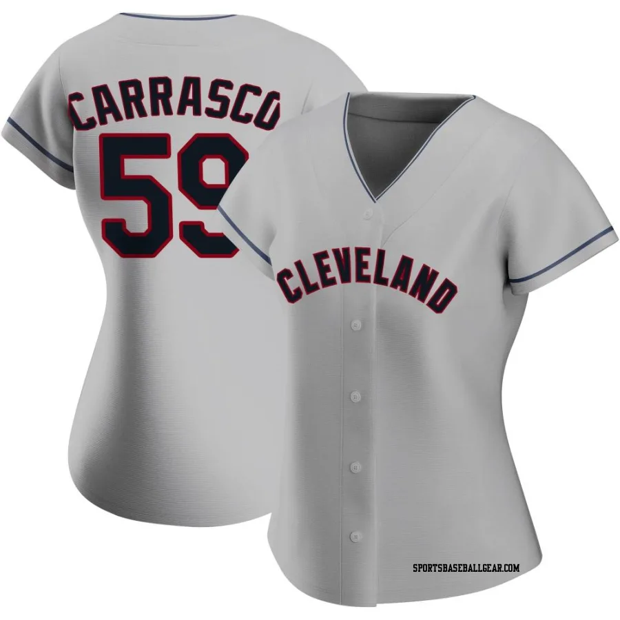 Carlos Carrasco Women's Cleveland Guardians Gray Replica Road Jersey