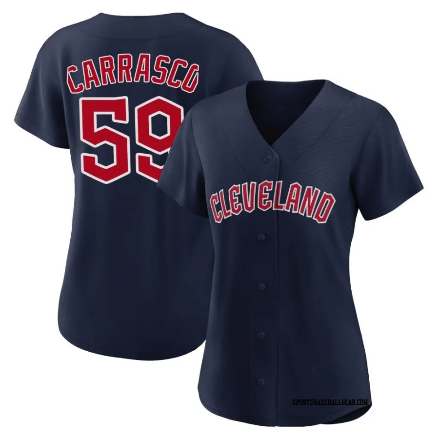 Carlos Carrasco Women's Cleveland Guardians Navy Authentic Alternate Jersey