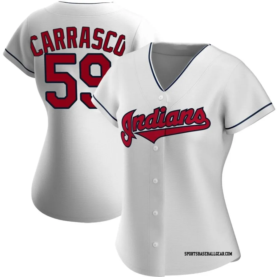 Carlos Carrasco Women's Cleveland Guardians White Authentic Home Jersey