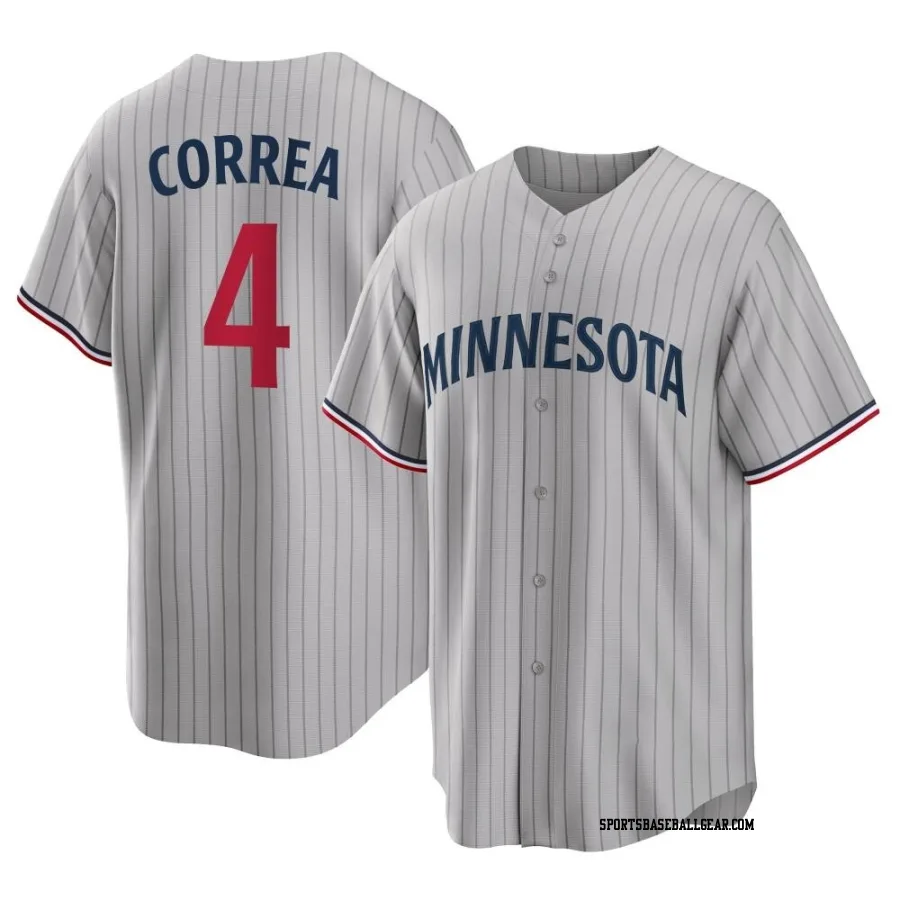 Carlos Correa Youth Minnesota Twins Gray Replica Road Jersey