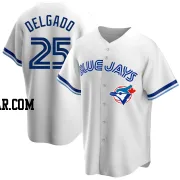 Carlos Delgado Men's Toronto Blue Jays White Replica Home Cooperstown Collection Jersey