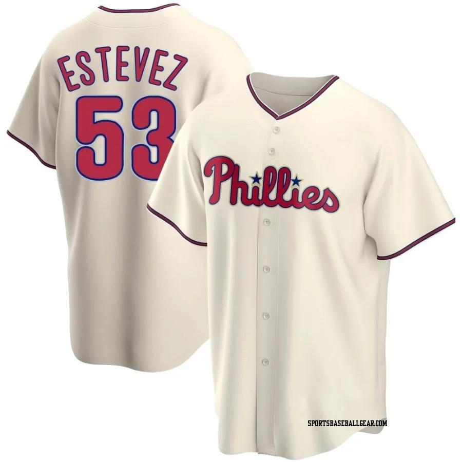 Carlos Estevez Men's Philadelphia Phillies Cream Replica Alternate Jersey