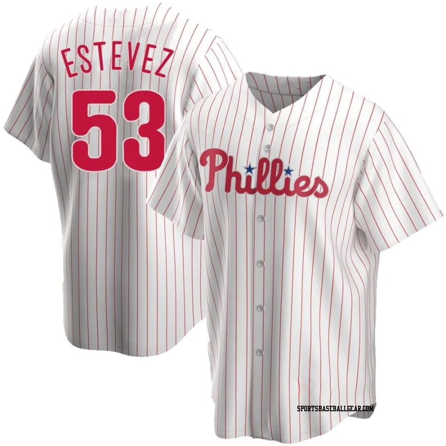 Carlos Estevez Men's Philadelphia Phillies White Replica Home Jersey