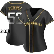 Carlos Estevez Women's Los Angeles Angels Black Golden Replica Alternate Jersey