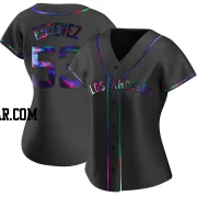 Carlos Estevez Women's Los Angeles Angels Black Holographic Replica Alternate Jersey