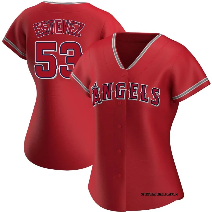 Carlos Estevez Women's Los Angeles Angels Red Authentic Alternate Jersey