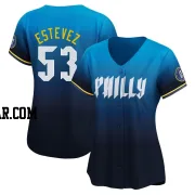 Carlos Estevez Women's Philadelphia Phillies Blue Limited 2024 City Connect Jersey