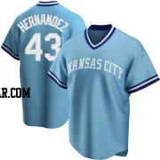 Carlos Hernandez Men's Kansas City Royals Light Blue Replica Road Cooperstown Collection Jersey