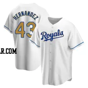 Carlos Hernandez Youth Kansas City Royals Gold Replica White Home Jersey