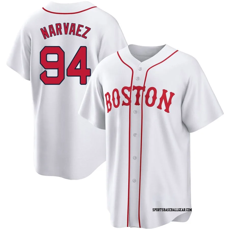 Carlos Narvaez Men's Boston Red Sox White Replica 2021 Patriots' Day Jersey