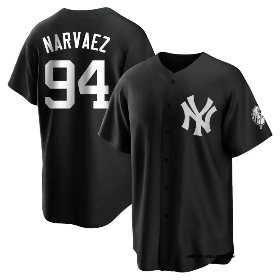 Carlos Narvaez Men's New York Yankees Black/White Replica Jersey