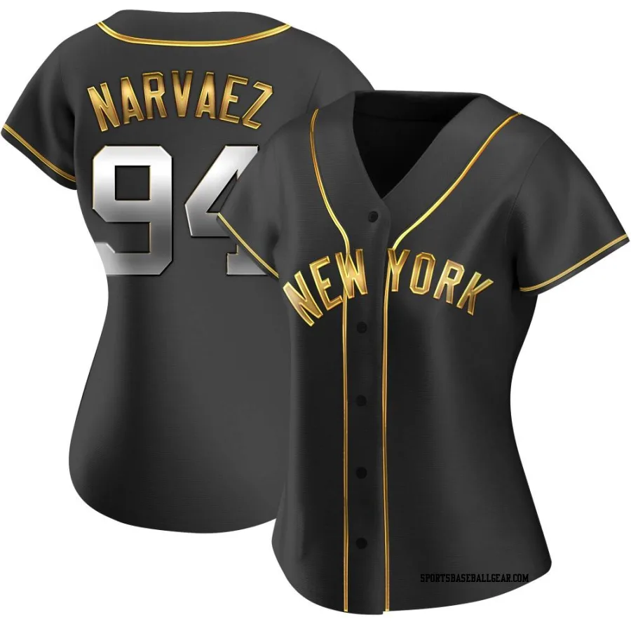 Carlos Narvaez Women's New York Yankees Black Golden Replica Alternate Jersey