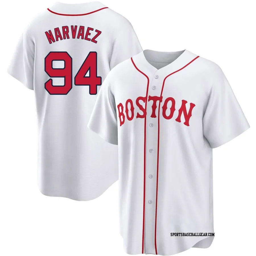 Carlos Narvaez Youth Boston Red Sox White Replica 2021 Patriots' Day Jersey