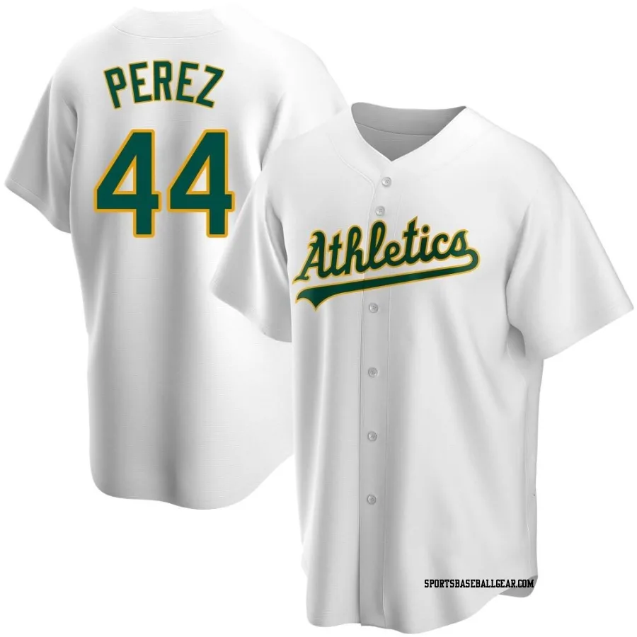 Carlos Perez Men's Oakland Athletics White Replica Home Jersey