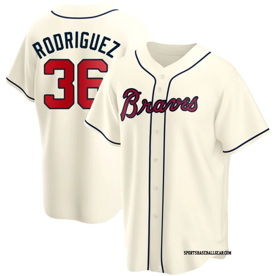 Carlos Rodriguez Men's Atlanta Braves Cream Replica Alternate Jersey