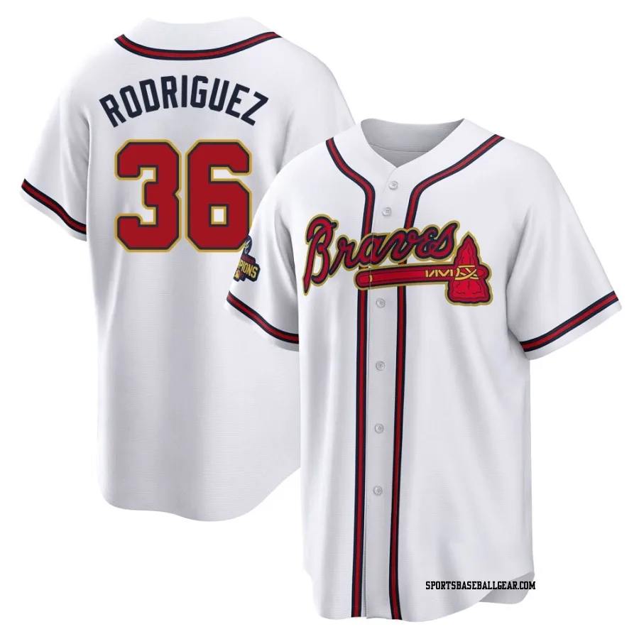 Carlos Rodriguez Men's Atlanta Braves Gold Replica White 2022 Program Jersey