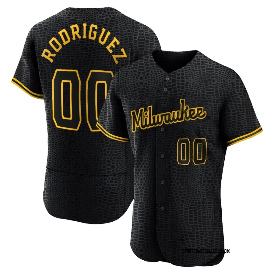 Carlos Rodriguez Men's Milwaukee Brewers Black Authentic Snake Skin City Jersey