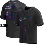 Carlos Rodriguez Men's Milwaukee Brewers Black Holographic Replica Alternate Jersey