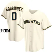 Carlos Rodriguez Men's Milwaukee Brewers Cream Replica Home Jersey