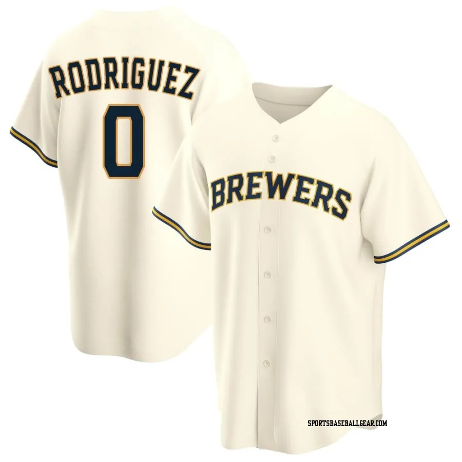 Carlos Rodriguez Men's Milwaukee Brewers Cream Replica Home Jersey