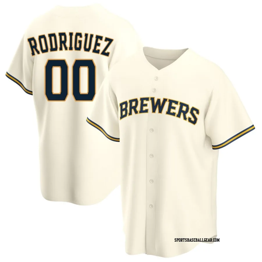 Carlos Rodriguez Men's Milwaukee Brewers Cream Replica Home Jersey