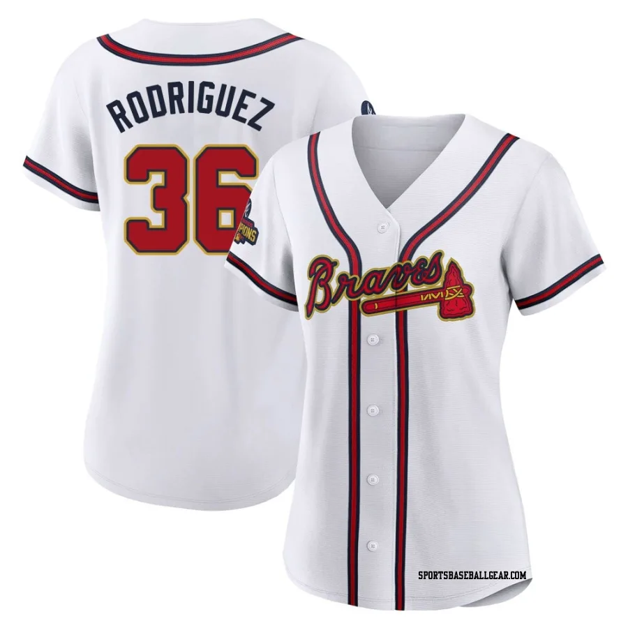 Carlos Rodriguez Women's Atlanta Braves Gold Authentic White 2022 Program Jersey