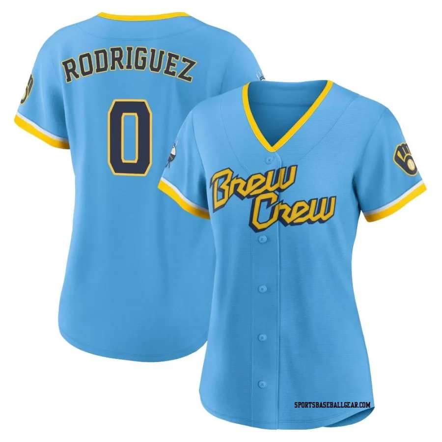 Carlos Rodriguez Women's Milwaukee Brewers Blue Authentic Powder 2022 City Connect Jersey