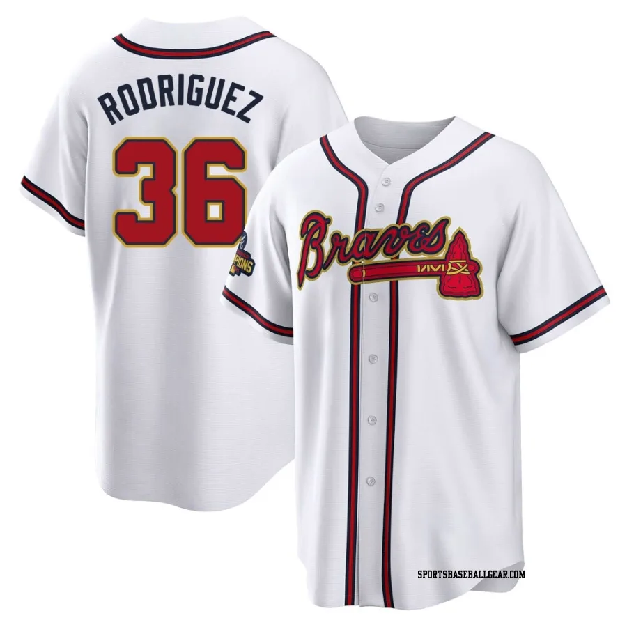 Carlos Rodriguez Youth Atlanta Braves Gold Replica White 2022 Program Jersey