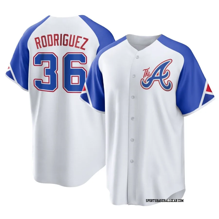 Carlos Rodriguez Youth Atlanta Braves White Replica 2023 City Connect Jersey