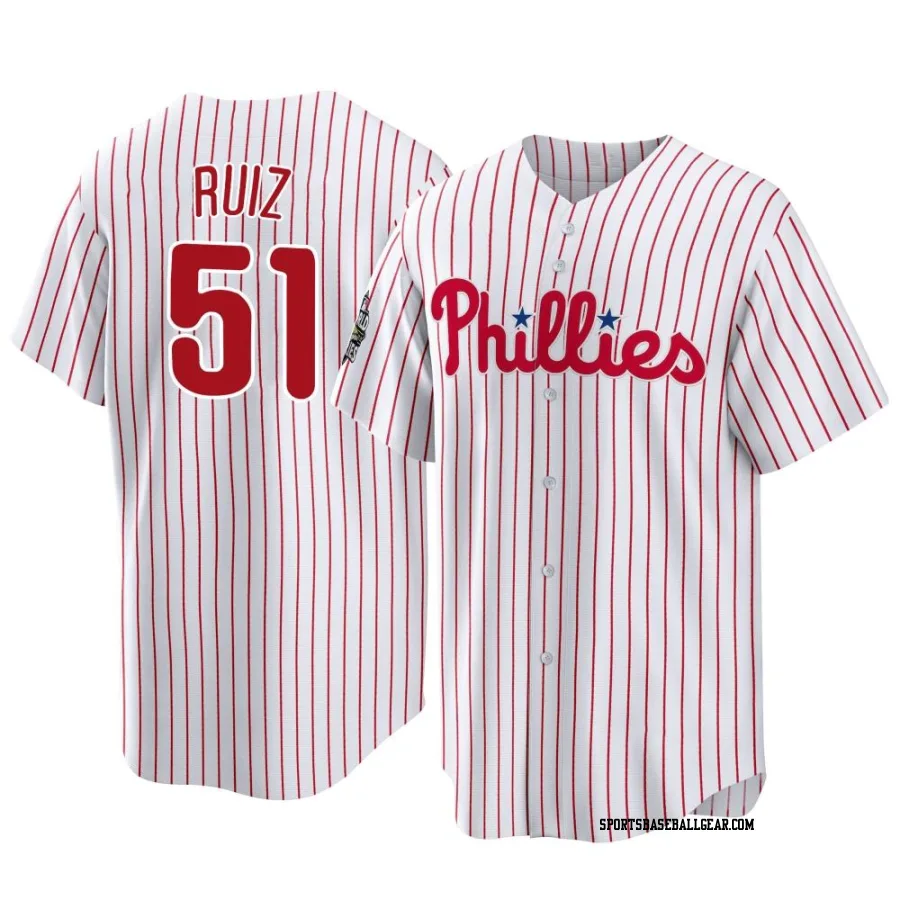 Carlos Ruiz Men's Philadelphia Phillies White Replica 2022 World Series Home Jersey