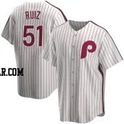 Carlos Ruiz Men's Philadelphia Phillies White Replica Home Cooperstown Collection Jersey