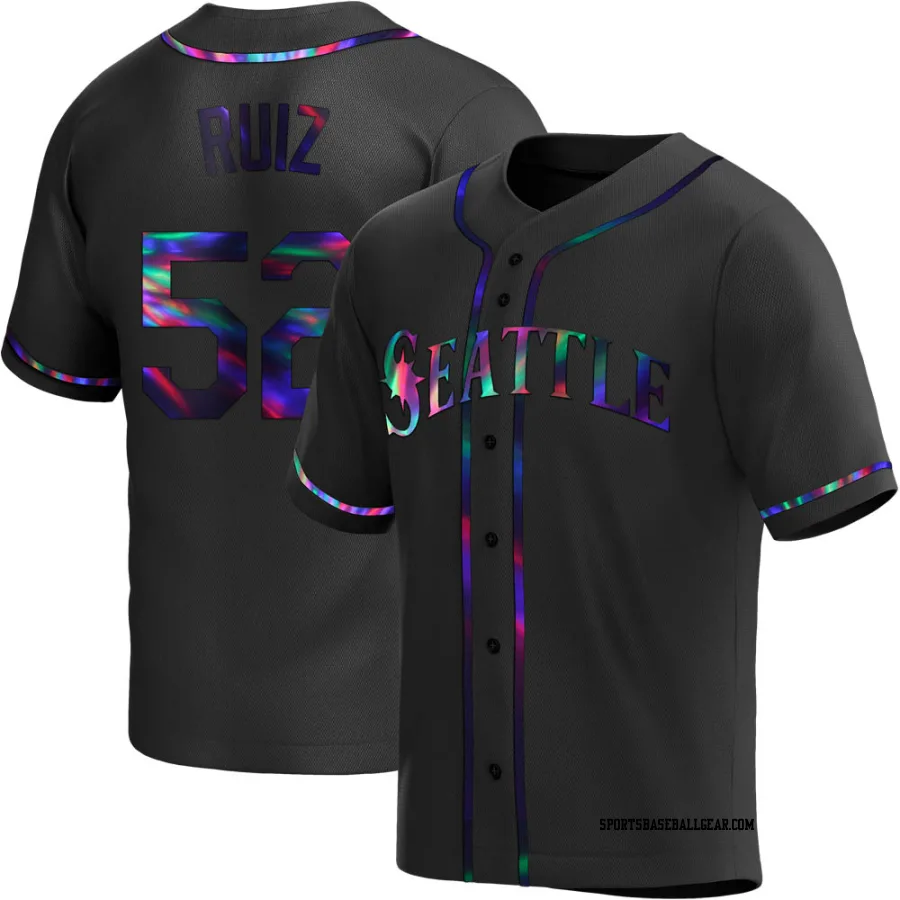 Carlos Ruiz Men's Seattle Mariners Black Holographic Replica Alternate Jersey