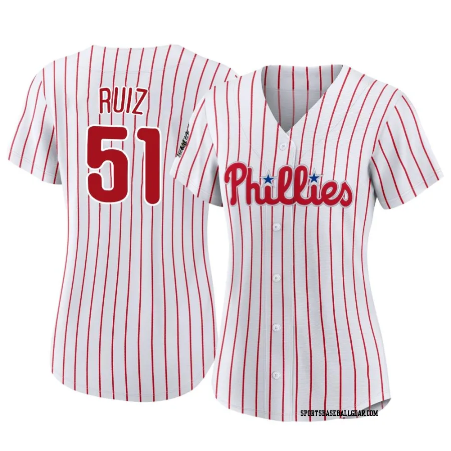 Carlos Ruiz Women's Philadelphia Phillies White Authentic 2022 World Series Home Jersey