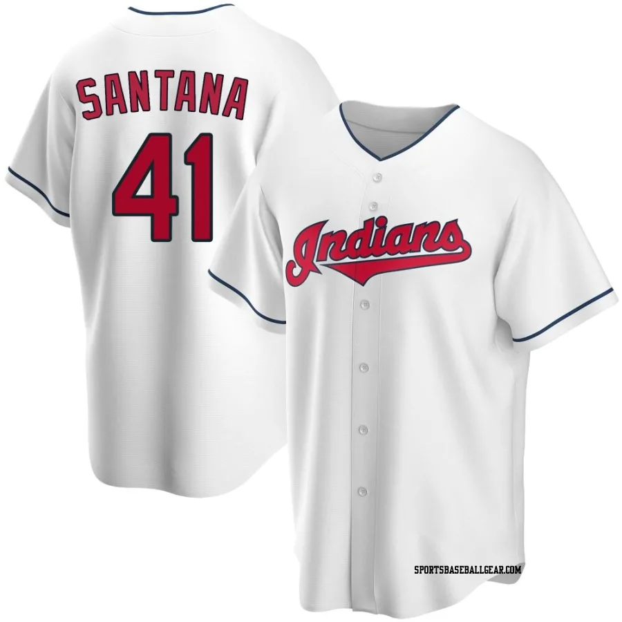 Carlos Santana Men's Cleveland Guardians White Replica Home Jersey