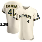 Carlos Santana Men's Milwaukee Brewers Cream Authentic Home Jersey