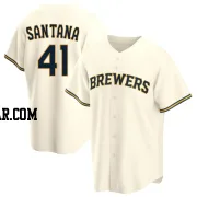 Carlos Santana Men's Milwaukee Brewers Cream Replica Home Jersey