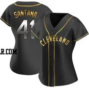 Carlos Santana Women's Cleveland Guardians Black Golden Replica Alternate Jersey