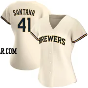 Carlos Santana Women's Milwaukee Brewers Cream Replica Home Jersey