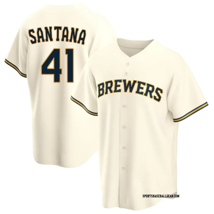 Carlos Santana Youth Milwaukee Brewers Cream Replica Home Jersey