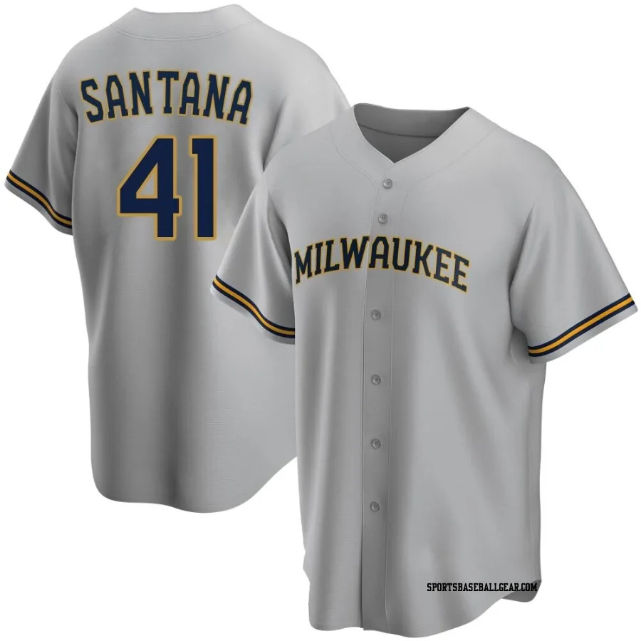 Carlos Santana Youth Milwaukee Brewers Gray Replica Road Jersey