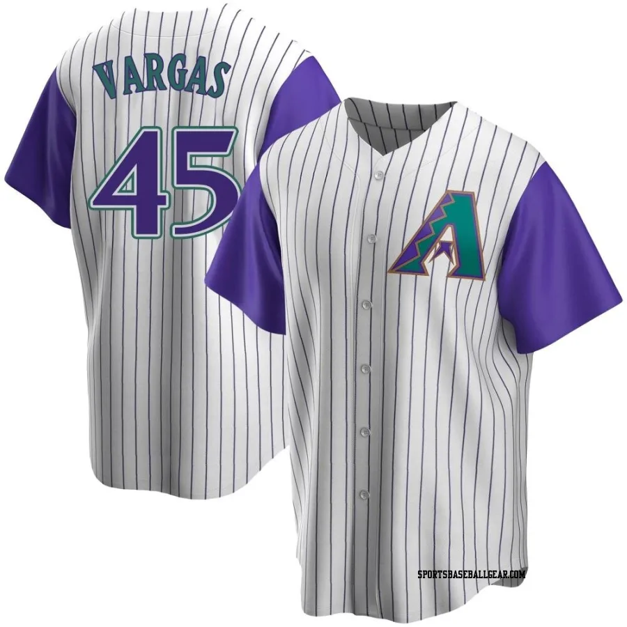 Carlos Vargas Men's Arizona Diamondbacks Cream/Purple Replica Alternate Cooperstown Collection Jersey