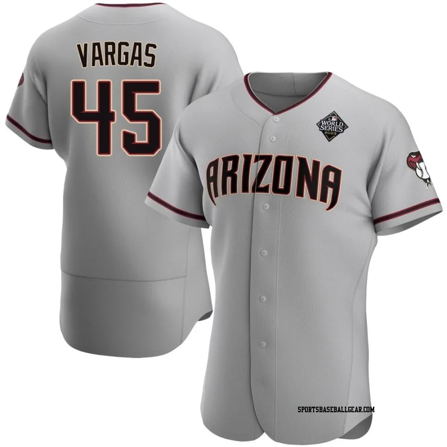 Carlos Vargas Men's Arizona Diamondbacks Gray Authentic Road 2023 World Series Jersey