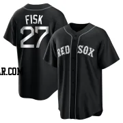 Carlton Fisk Men's Boston Red Sox Black/White Replica Jersey